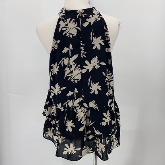 Allison Joy Women's Sleeveless Black & White Floral Halter Top Blouse Size XL - Picture 7 of 14